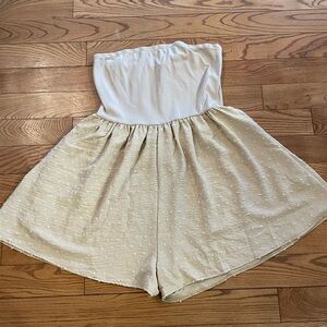 Elegant Cream Women's Strapless Romper